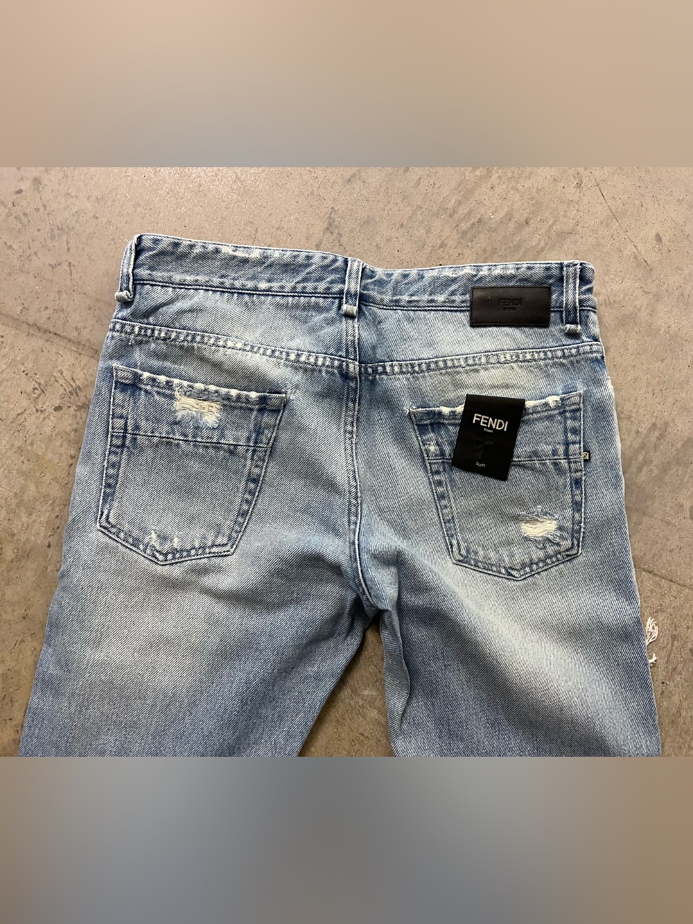 Fendi Light Blue Relaxed Distressed Men’s Jeans